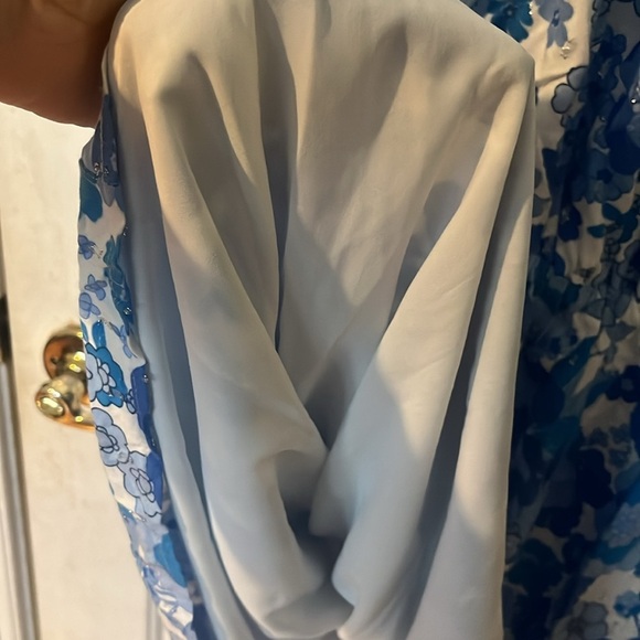 Sugarlips Blue and White Ruffled Tiered Long Sleeve Dress size Small - Picture 11 of 12